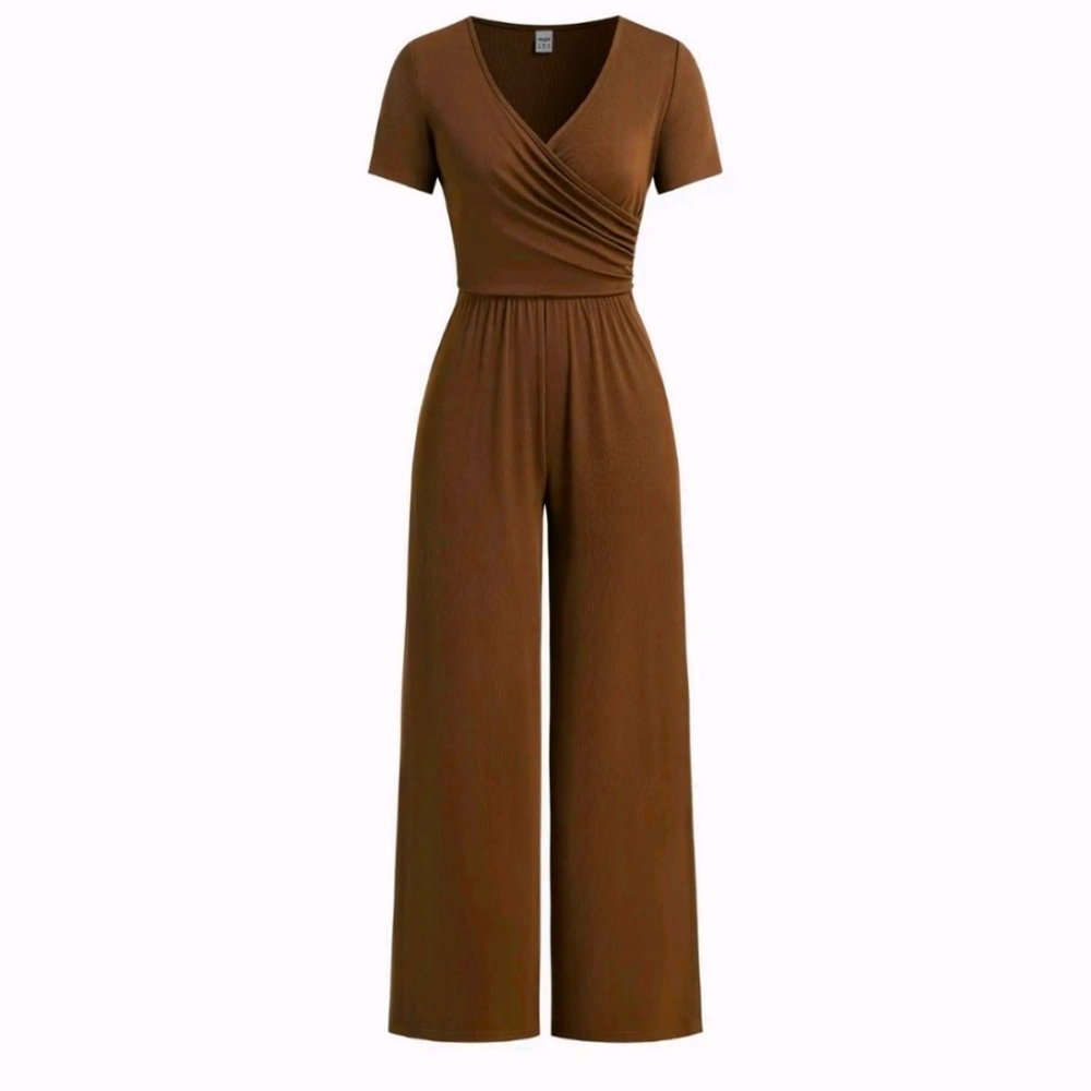 NWT Yozy SIZE XL Short Sleeved Jumpsuit.  Beautiful Brown Color.  Very Soft